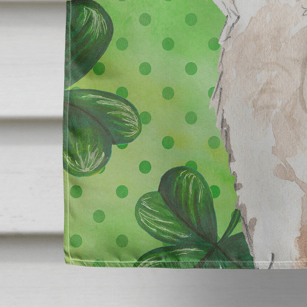 Shamrocks Wheaten Terrier House Flag 28x40 Porch Sleeve Pole Decorative Outside Yard Banner Artwork Wall Hanging, Polyester