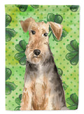 Shamrocks Welsh Terrier House Flag 28x40 Porch Sleeve Pole Decorative Outside Yard Banner Artwork Wall Hanging, Polyester