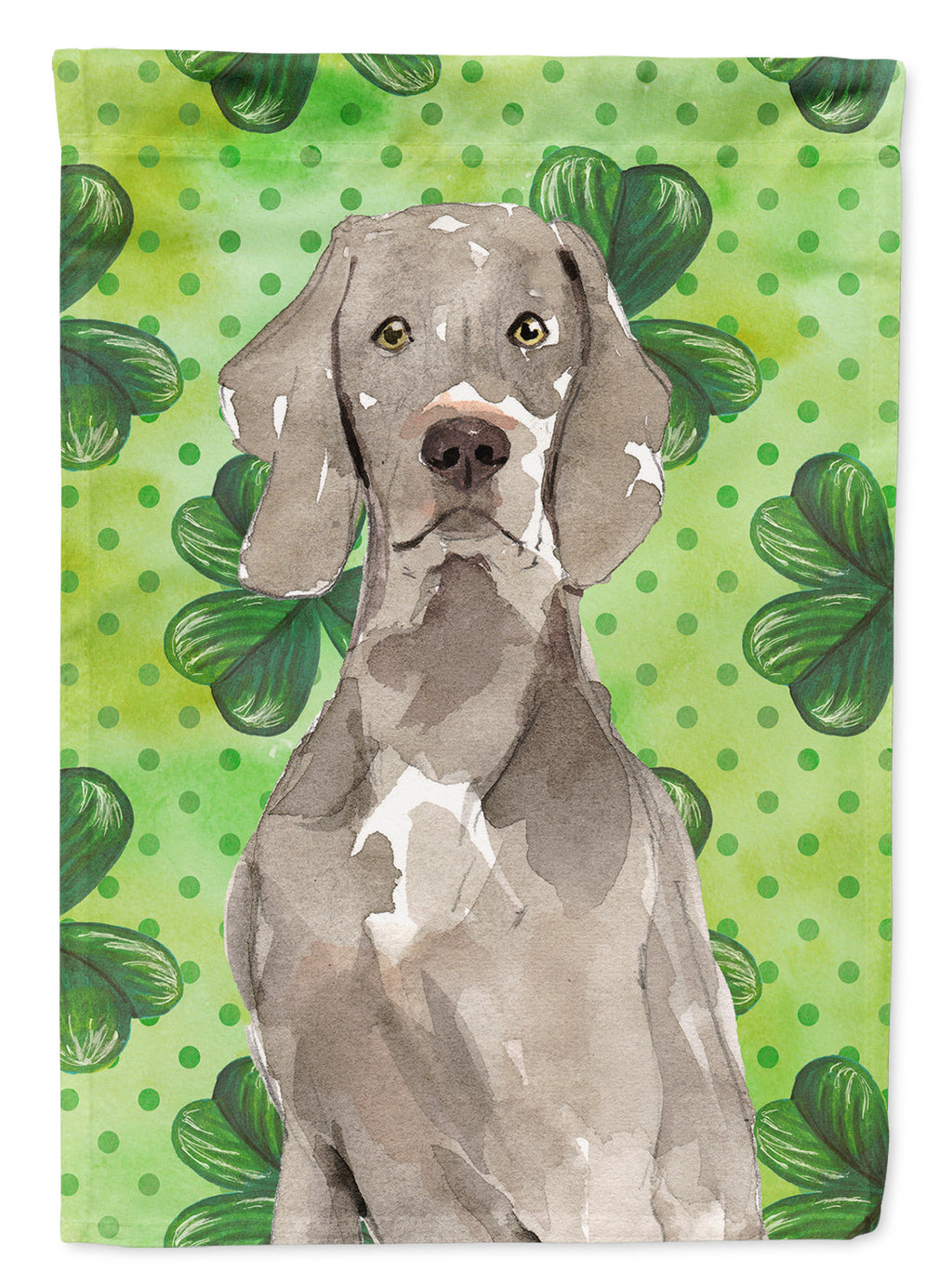 Shamrocks Weimaraner House Flag 28x40 Porch Sleeve Pole Decorative Outside Yard Banner Artwork Wall Hanging, Polyester
