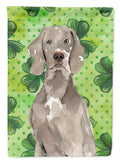 Shamrocks Weimaraner House Flag 28x40 Porch Sleeve Pole Decorative Outside Yard Banner Artwork Wall Hanging, Polyester