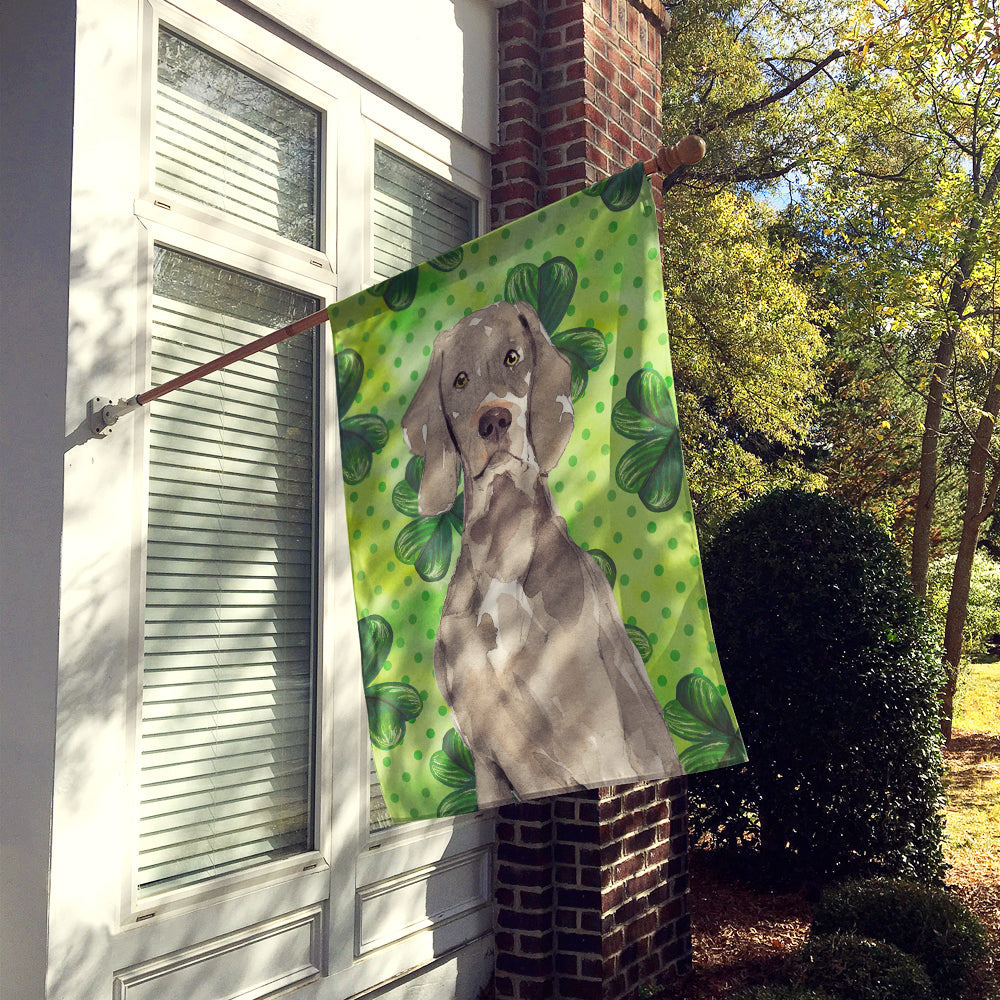 Shamrocks Weimaraner House Flag 28x40 Porch Sleeve Pole Decorative Outside Yard Banner Artwork Wall Hanging, Polyester