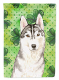 Shamrocks Siberian Husky House Flag 28x40 Porch Sleeve Pole Decorative Outside Yard Banner Artwork Wall Hanging, Polyester