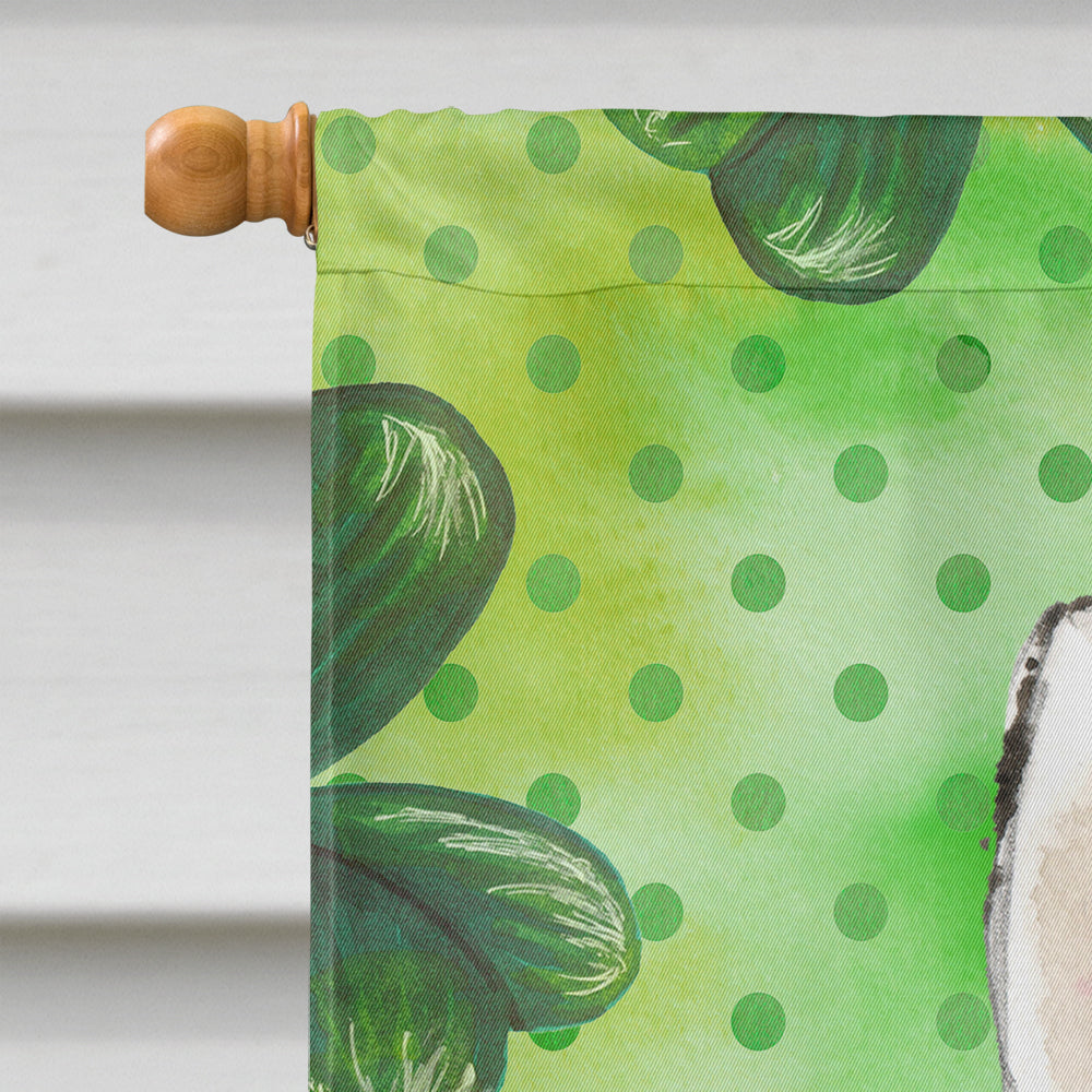 Shamrocks Siberian Husky House Flag 28x40 Porch Sleeve Pole Decorative Outside Yard Banner Artwork Wall Hanging, Polyester