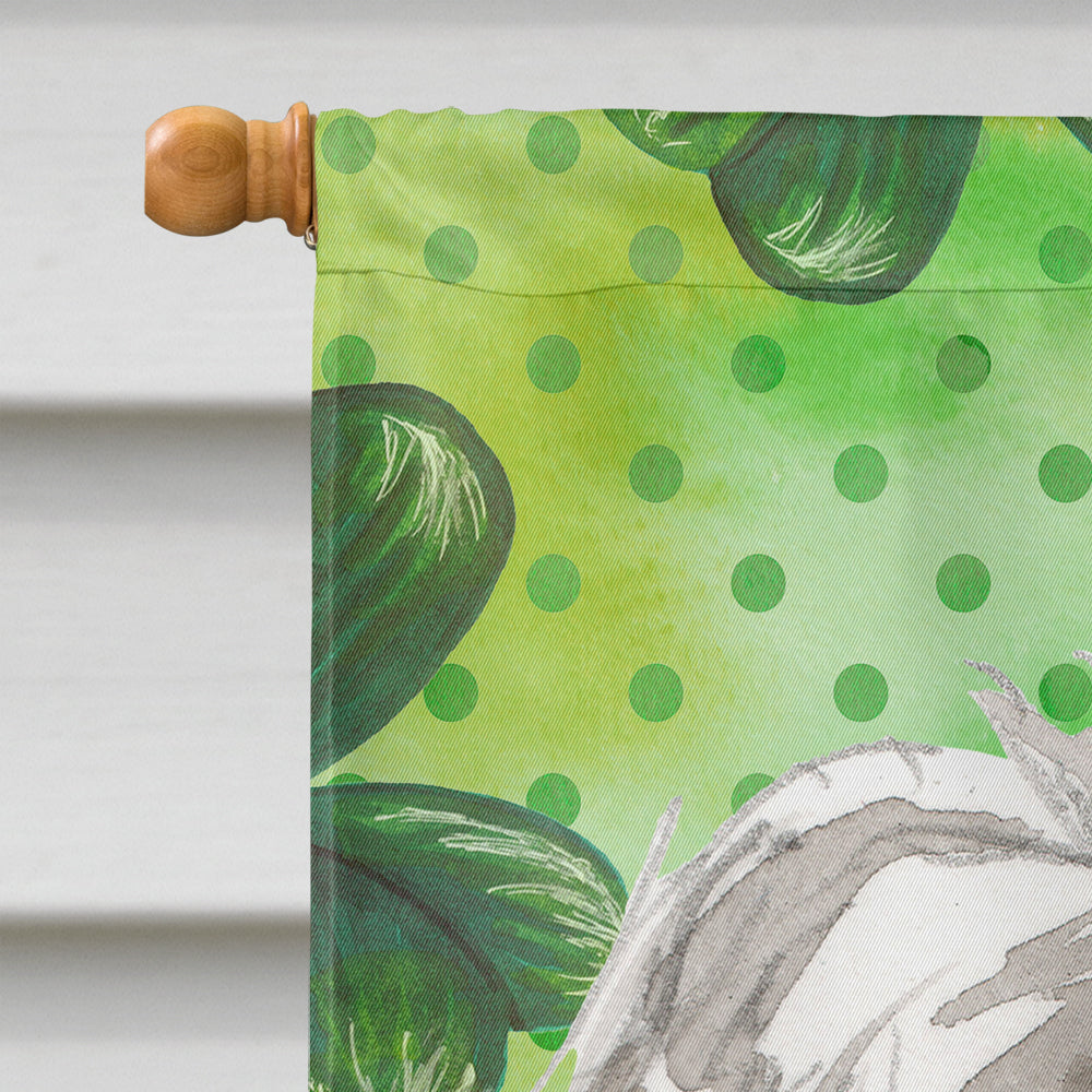 Shamrocks Shih Tzu Puppy House Flag 28x40 Porch Sleeve Pole Decorative Outside Yard Banner Artwork Wall Hanging, Polyester