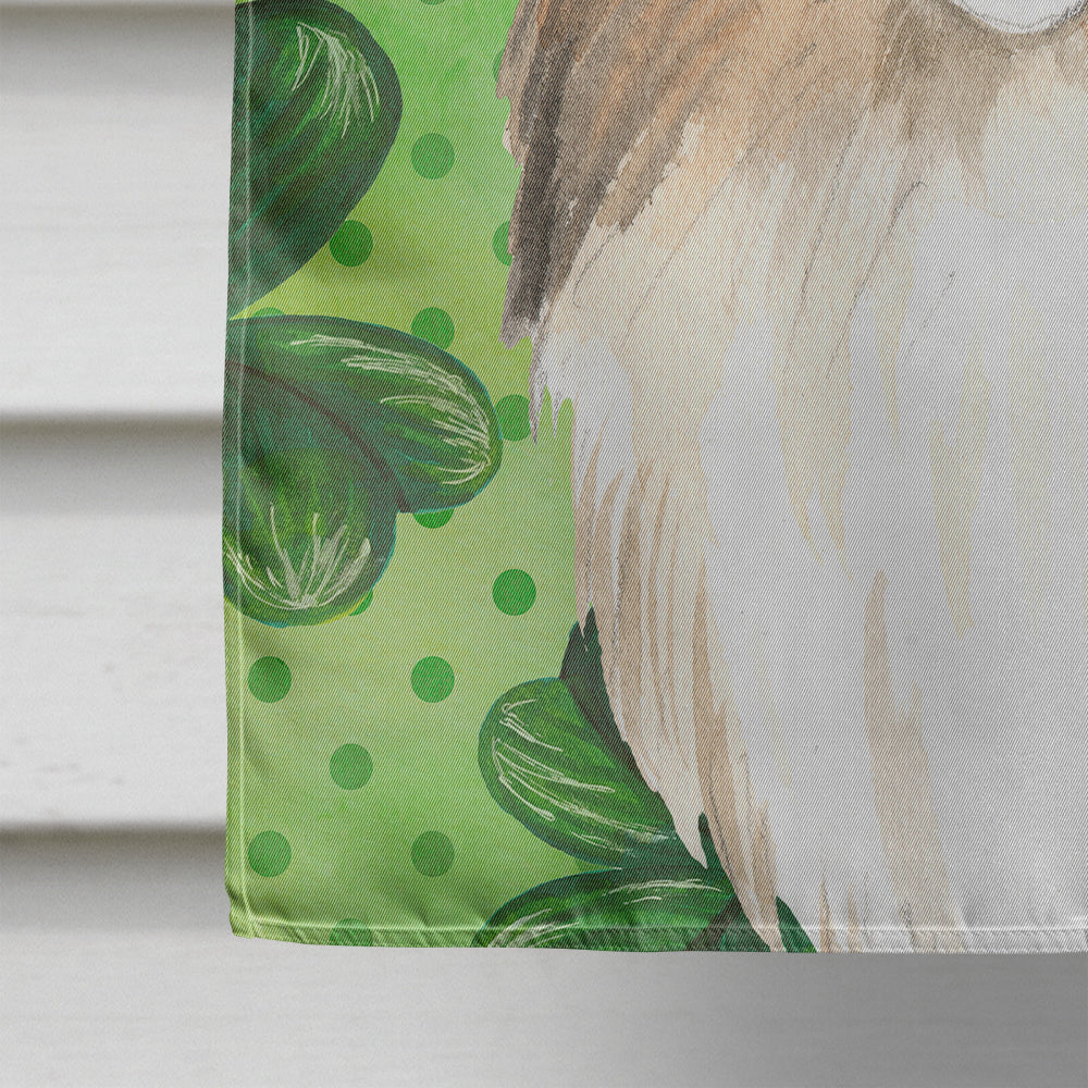 Shamrocks Sheltie House Flag 28x40 Porch Sleeve Pole Decorative Outside Yard Banner Artwork Wall Hanging, Polyester