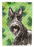 Shamrocks Scottish Terrier House Flag 28x40 Porch Sleeve Pole Decorative Outside Yard Banner Artwork Wall Hanging, Polyester