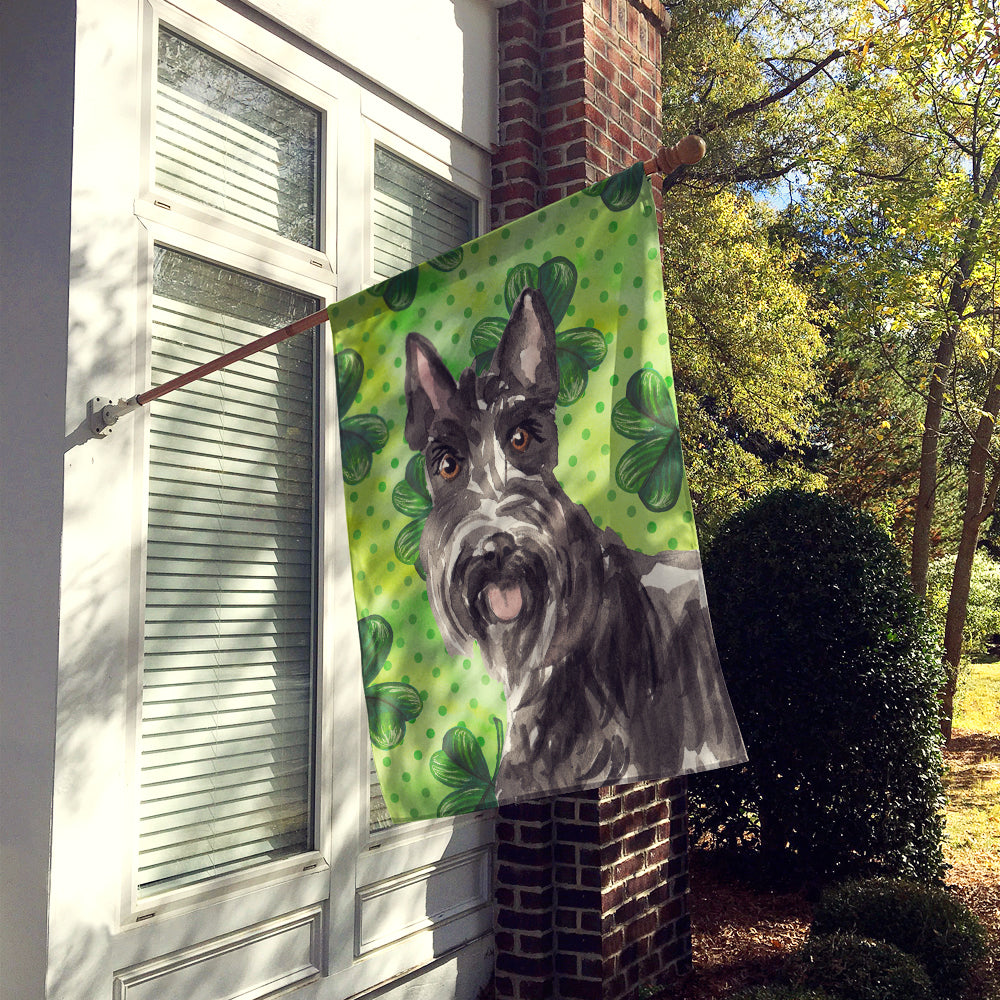 Shamrocks Scottish Terrier House Flag 28x40 Porch Sleeve Pole Decorative Outside Yard Banner Artwork Wall Hanging, Polyester