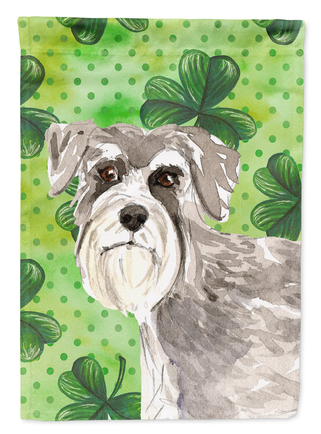 Shamrocks Schnauzer #1 House Flag 28x40 Porch Sleeve Pole Decorative Outside Yard Banner Artwork Wall Hanging, Polyester