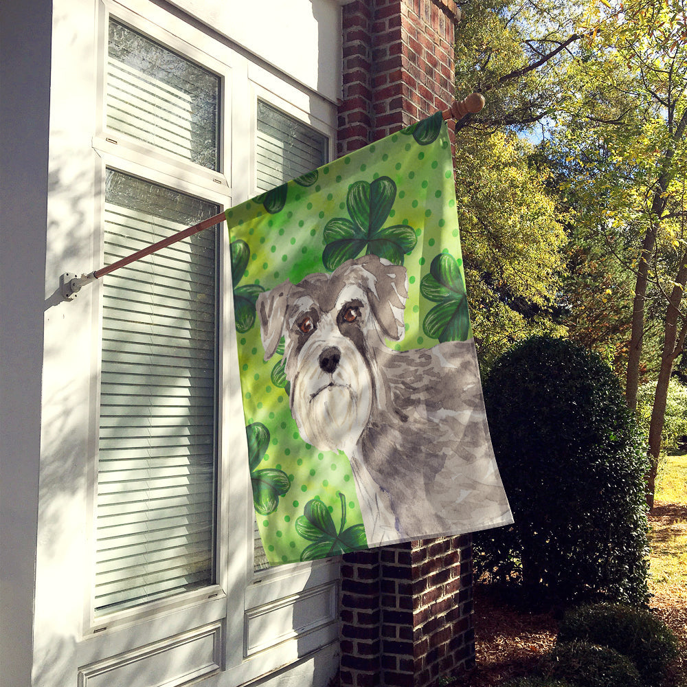 Shamrocks Schnauzer #1 House Flag 28x40 Porch Sleeve Pole Decorative Outside Yard Banner Artwork Wall Hanging, Polyester