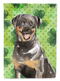Shamrocks Rottweiler House Flag 28x40 Porch Sleeve Pole Decorative Outside Yard Banner Artwork Wall Hanging, Polyester