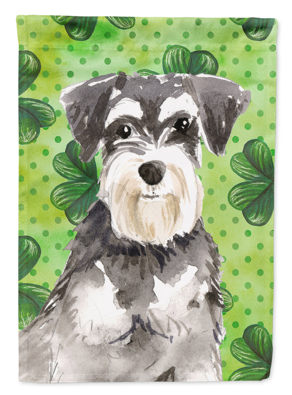 Shamrocks Schnauzer #2 House Flag 28x40 Porch Sleeve Pole Decorative Outside Yard Banner Artwork Wall Hanging, Polyester
