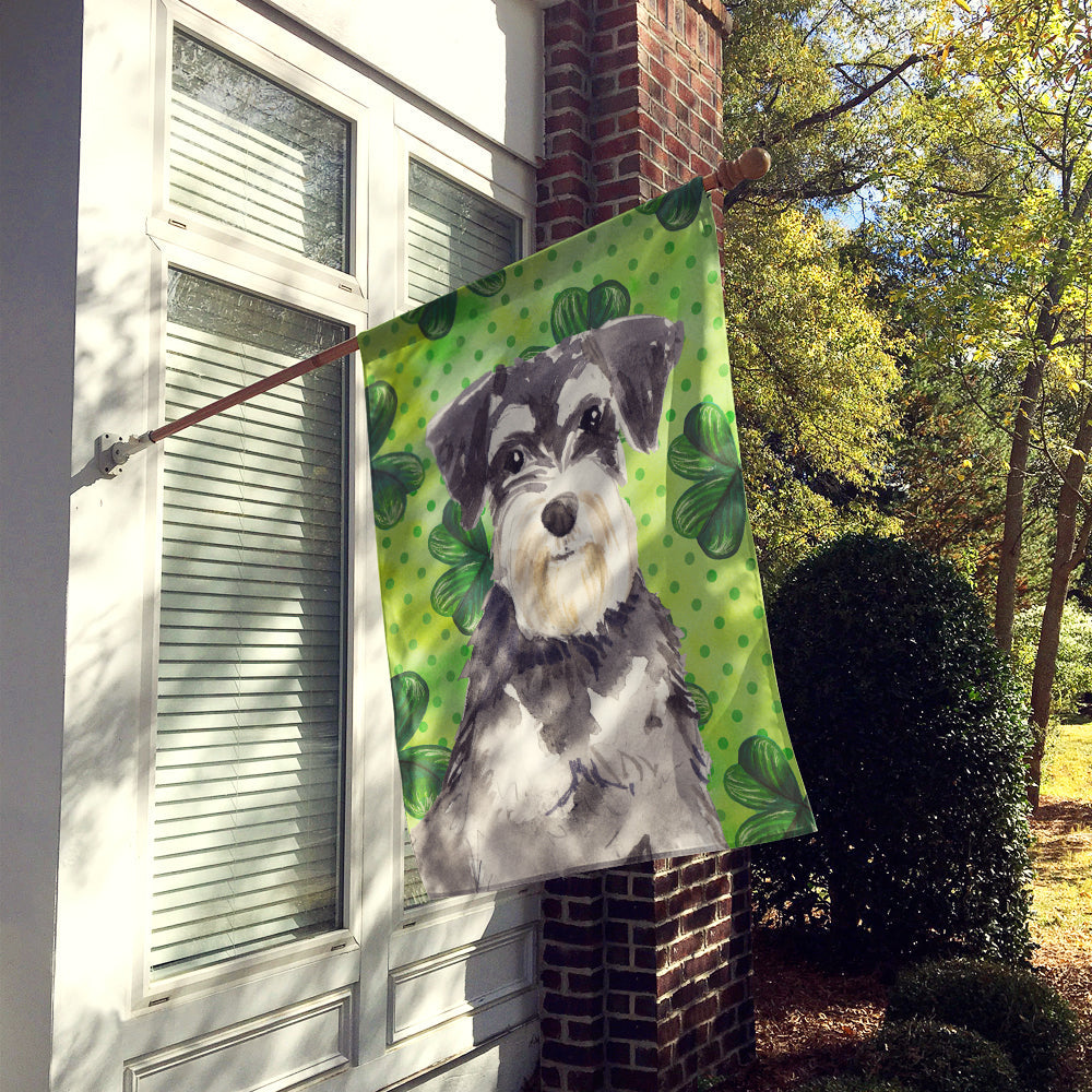 Shamrocks Schnauzer #2 House Flag 28x40 Porch Sleeve Pole Decorative Outside Yard Banner Artwork Wall Hanging, Polyester