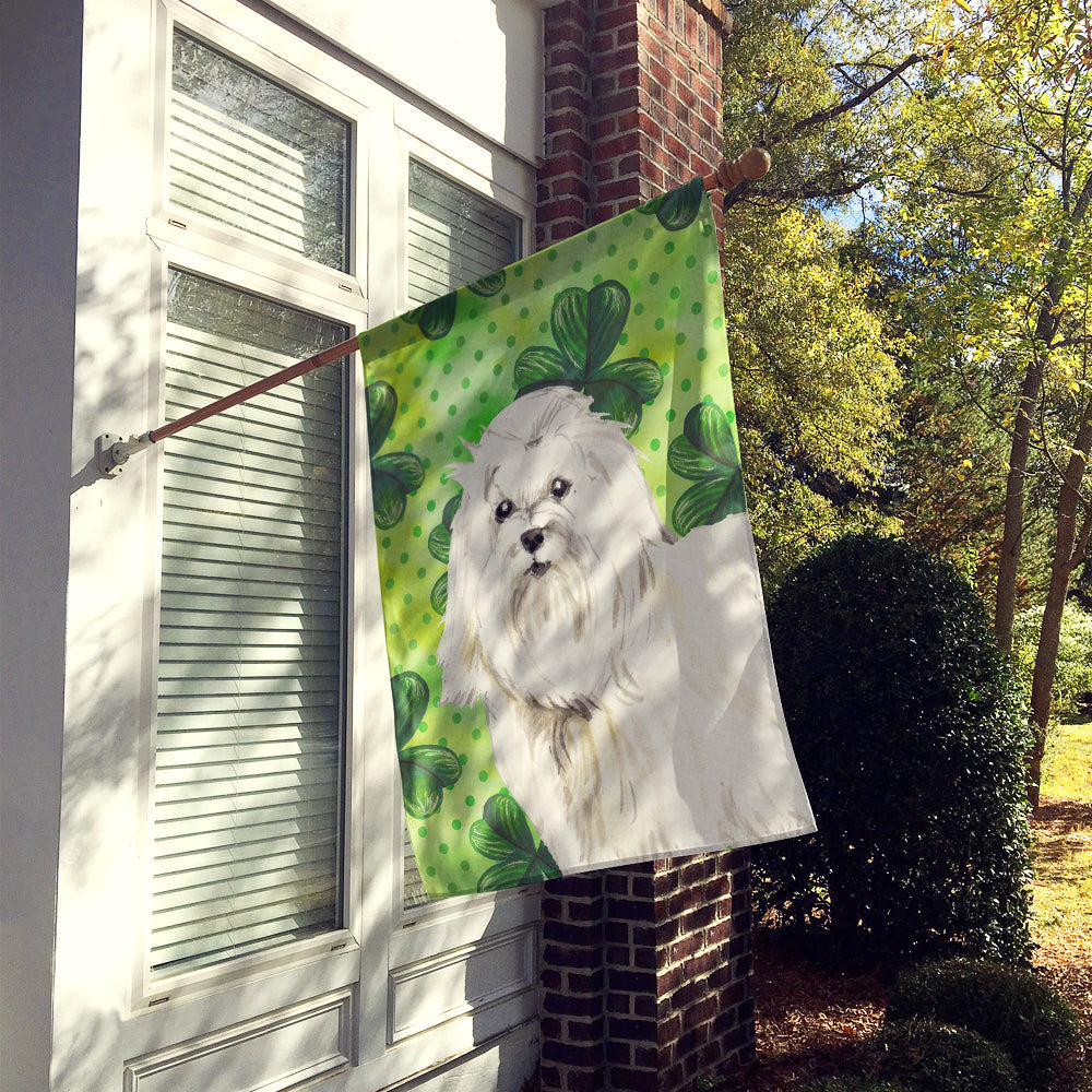 Shamrocks Maltese House Flag 28x40 Porch Sleeve Pole Decorative Outside Yard Banner Artwork Wall Hanging, Polyester