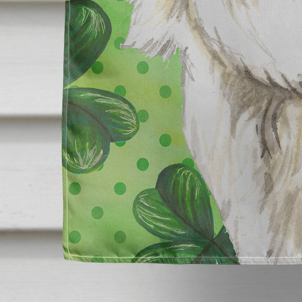 Shamrocks Maltese House Flag 28x40 Porch Sleeve Pole Decorative Outside Yard Banner Artwork Wall Hanging, Polyester