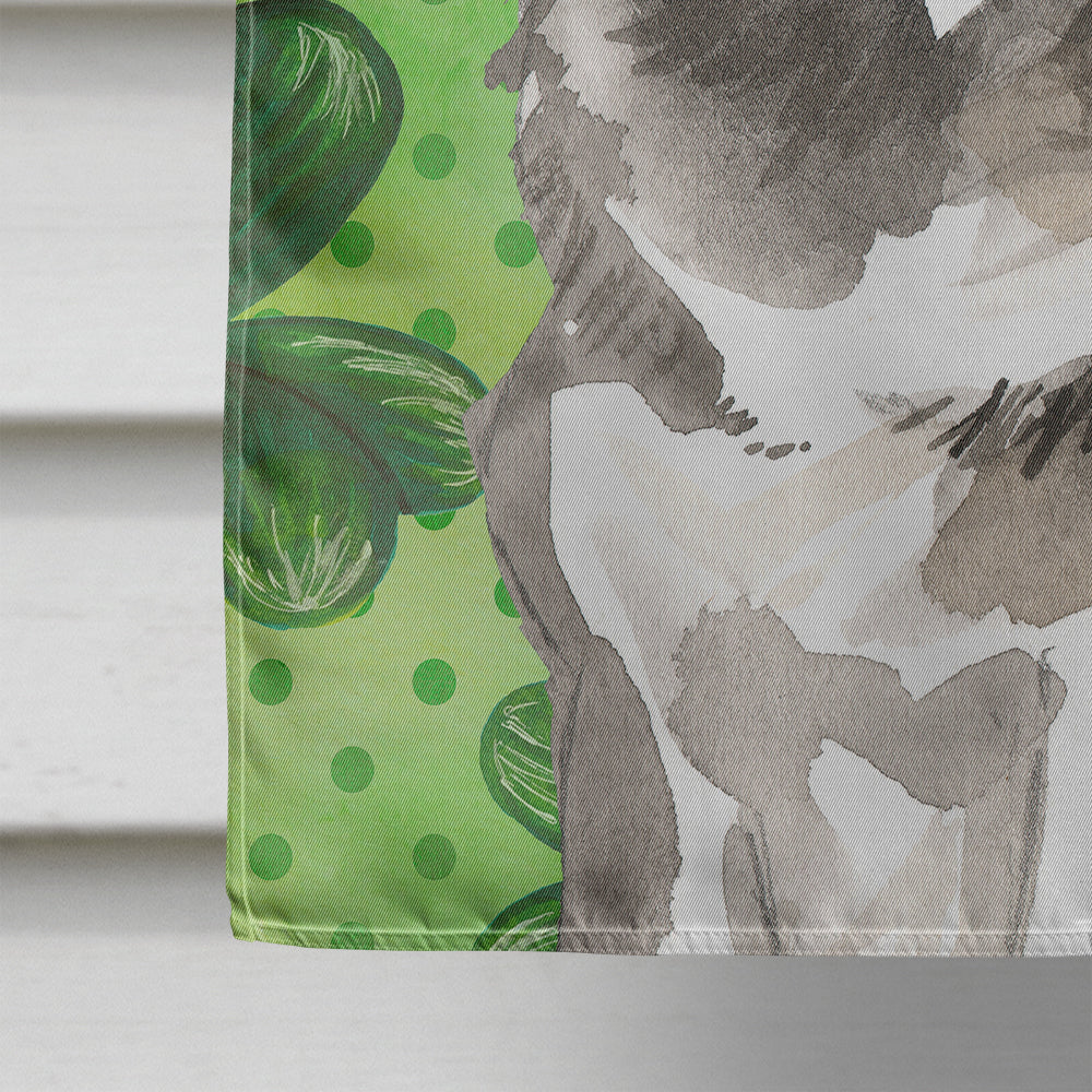 Shamrocks Alaskan Malamute House Flag 28x40 Porch Sleeve Pole Decorative Outside Yard Banner Artwork Wall Hanging, Polyester