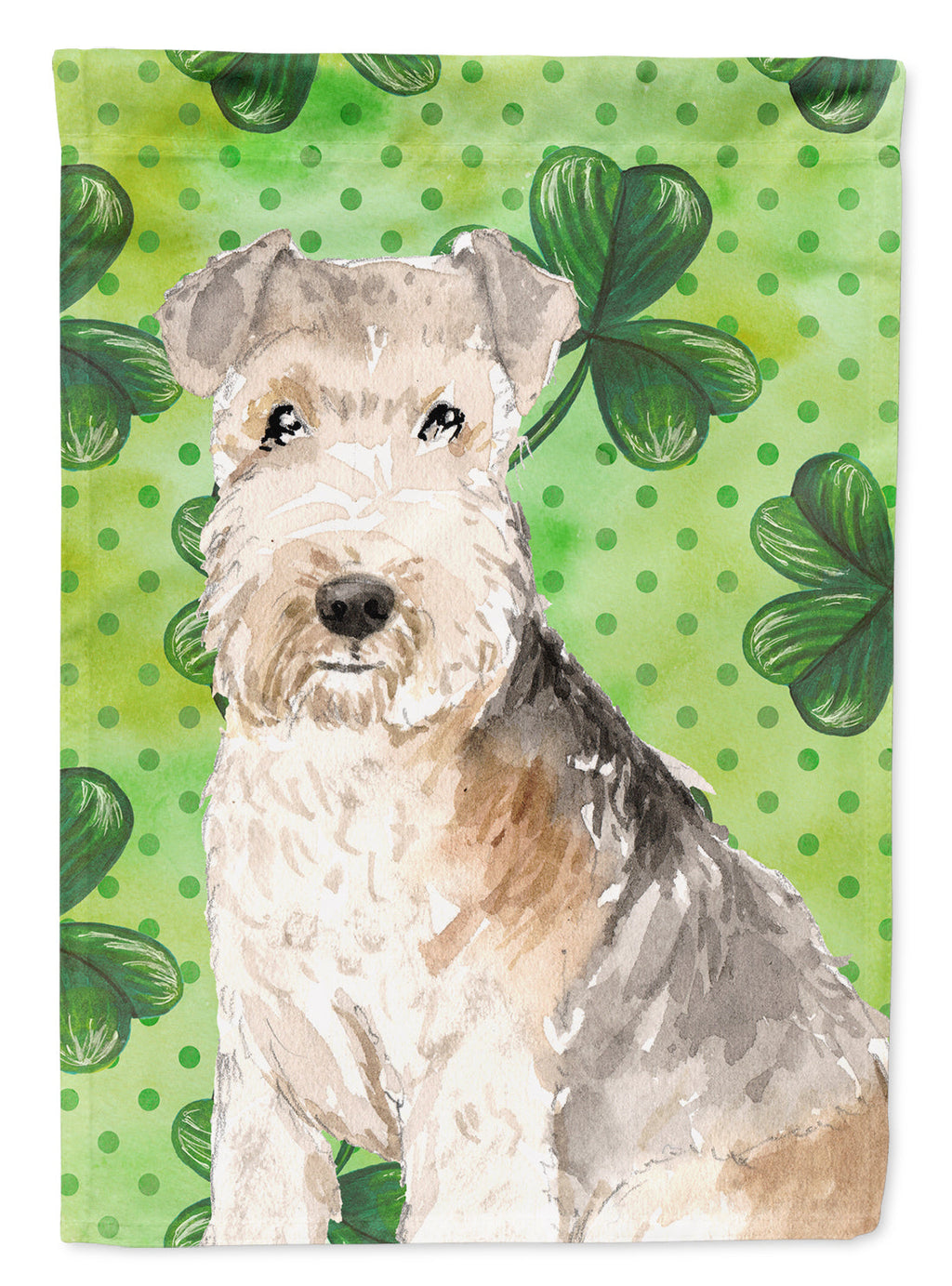 Shamrocks Lakeland Terrier House Flag 28x40 Porch Sleeve Pole Decorative Outside Yard Banner Artwork Wall Hanging, Polyester