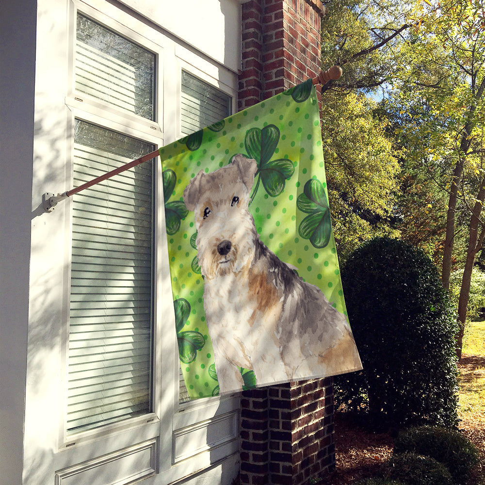 Shamrocks Lakeland Terrier House Flag 28x40 Porch Sleeve Pole Decorative Outside Yard Banner Artwork Wall Hanging, Polyester