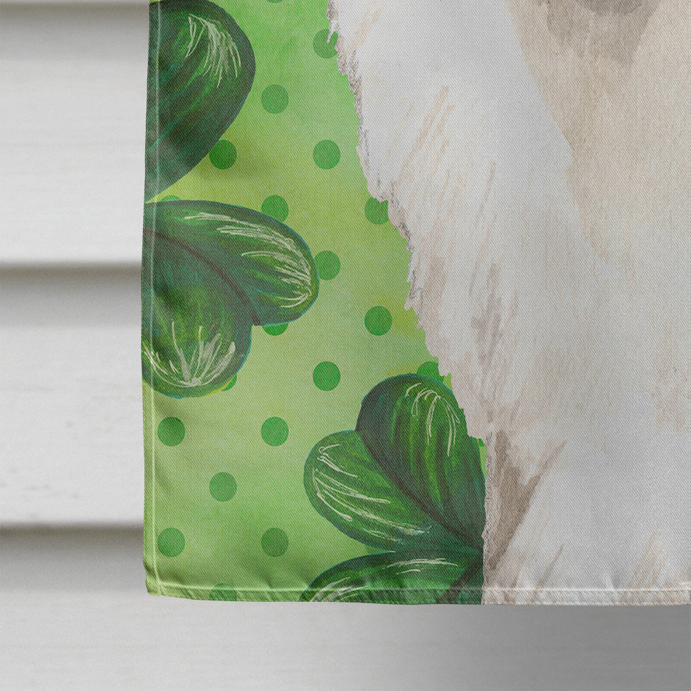 Shamrocks Japanese Spitz House Flag 28x40 Porch Sleeve Pole Decorative Outside Yard Banner Artwork Wall Hanging, Polyester