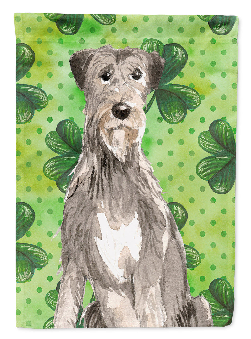 Shamrocks Irish Wolfhound House Flag 28x40 Porch Sleeve Pole Decorative Outside Yard Banner Artwork Wall Hanging, Polyester