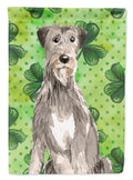 Shamrocks Irish Wolfhound House Flag 28x40 Porch Sleeve Pole Decorative Outside Yard Banner Artwork Wall Hanging, Polyester
