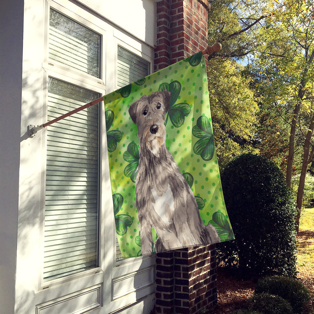 Shamrocks Irish Wolfhound House Flag 28x40 Porch Sleeve Pole Decorative Outside Yard Banner Artwork Wall Hanging, Polyester