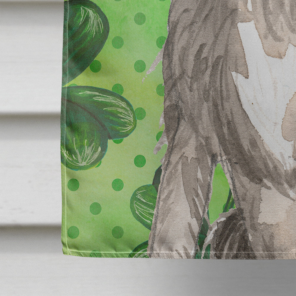 Shamrocks Irish Wolfhound House Flag 28x40 Porch Sleeve Pole Decorative Outside Yard Banner Artwork Wall Hanging, Polyester