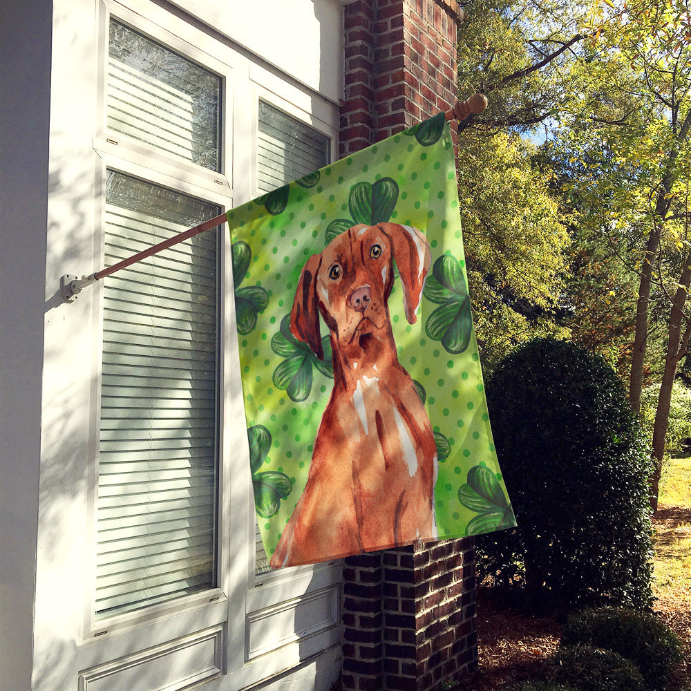 Shamrocks Vizsla House Flag 28x40 Porch Sleeve Pole Decorative Outside Yard Banner Artwork Wall Hanging, Polyester