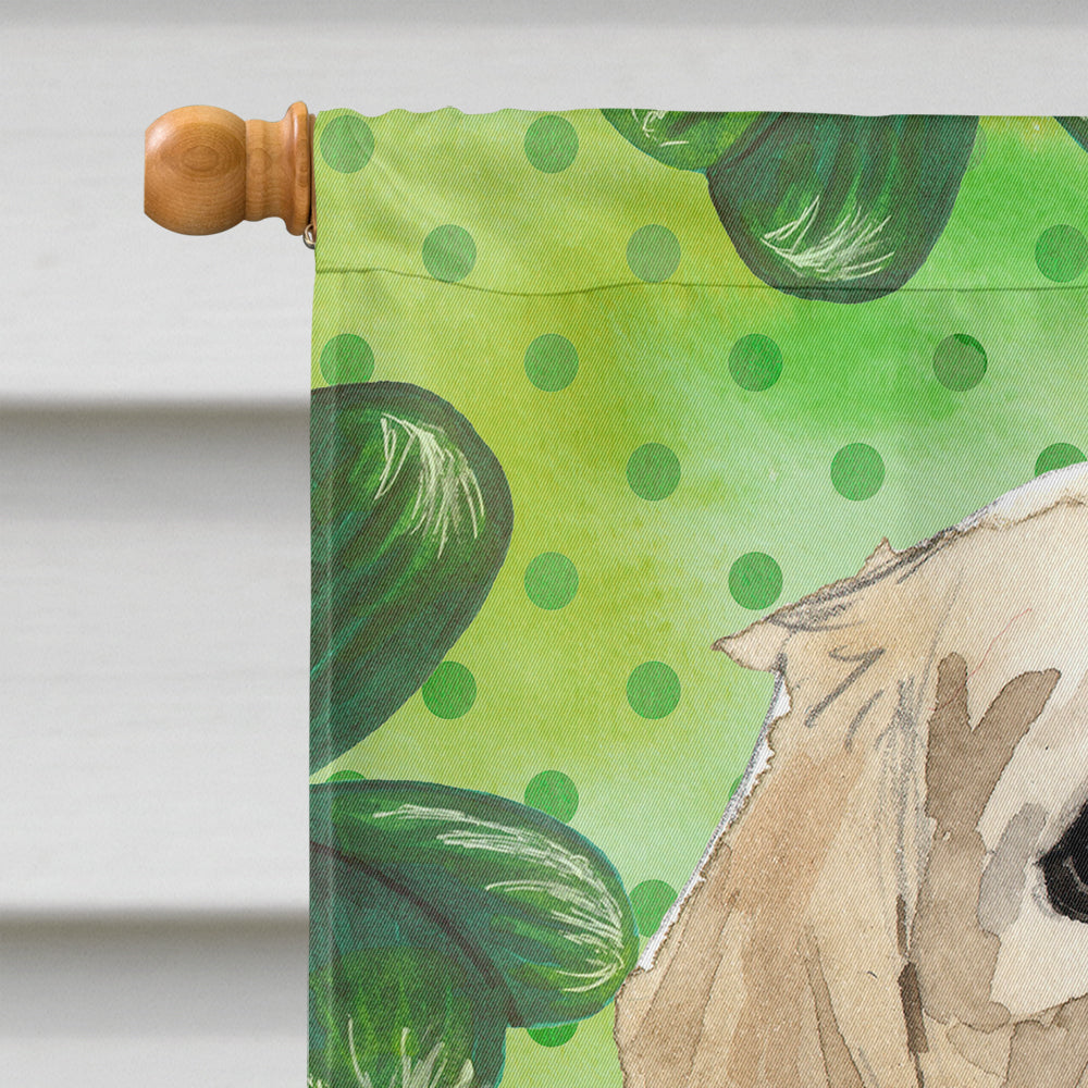 Shamrocks Golden Retriever House Flag 28x40 Porch Sleeve Pole Decorative Outside Yard Banner Artwork Wall Hanging, Polyester