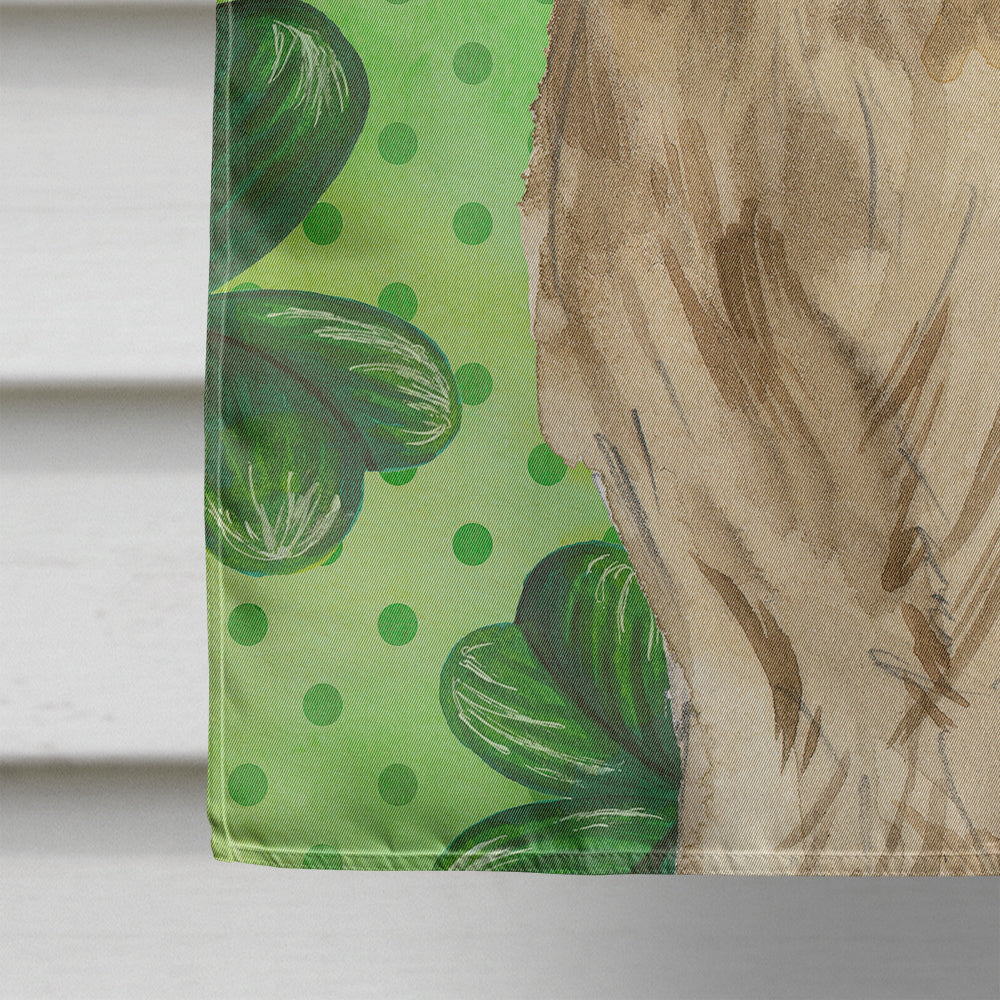 Shamrocks Golden Retriever House Flag 28x40 Porch Sleeve Pole Decorative Outside Yard Banner Artwork Wall Hanging, Polyester