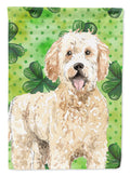 Shamrocks Goldendoodle House Flag 28x40 Porch Sleeve Pole Decorative Outside Yard Banner Artwork Wall Hanging, Polyester