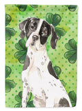 Shamrocks English Pointer House Flag 28x40 Porch Sleeve Pole Decorative Outside Yard Banner Artwork Wall Hanging, Polyester