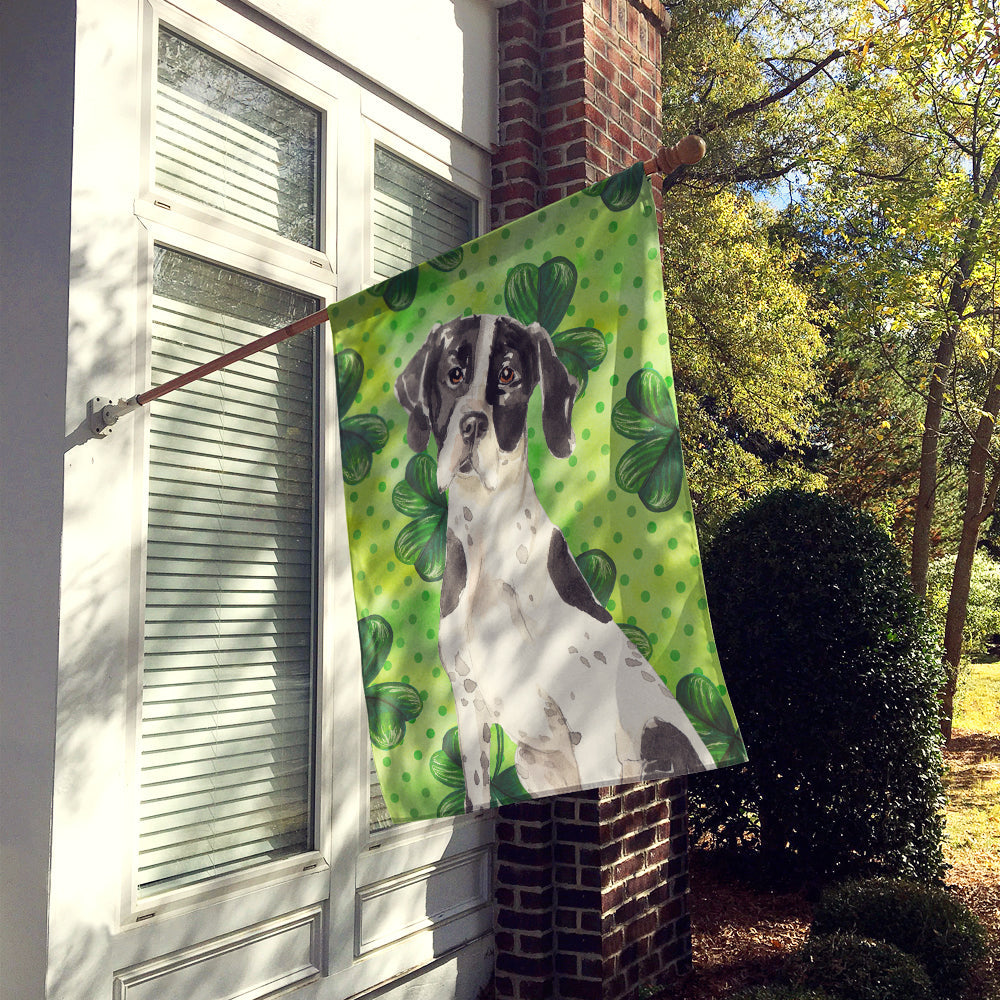 Shamrocks English Pointer House Flag 28x40 Porch Sleeve Pole Decorative Outside Yard Banner Artwork Wall Hanging, Polyester