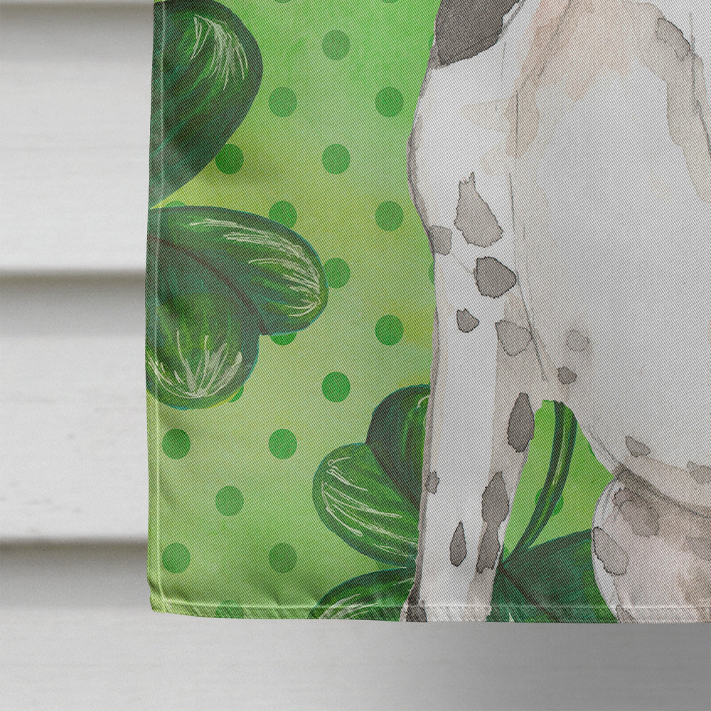 Shamrocks English Pointer House Flag 28x40 Porch Sleeve Pole Decorative Outside Yard Banner Artwork Wall Hanging, Polyester