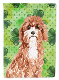 Shamrocks Cavapoo House Flag 28x40 Porch Sleeve Pole Decorative Outside Yard Banner Artwork Wall Hanging, Polyester
