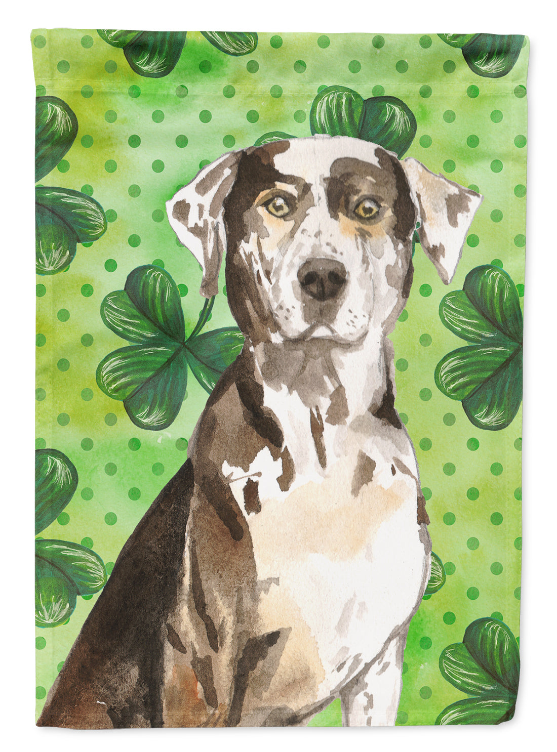 Shamrocks Catahoula Leopard Dog House Flag 28x40 Porch Sleeve Pole Decorative Outside Yard Banner Artwork Wall Hanging, Polyester