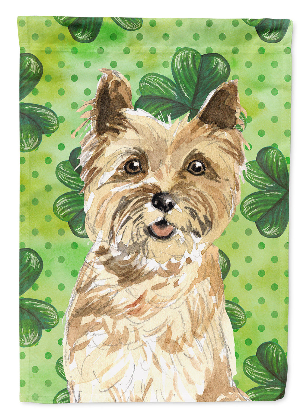 Shamrocks Cairn Terrier House Flag 28x40 Porch Sleeve Pole Decorative Outside Yard Banner Artwork Wall Hanging, Polyester