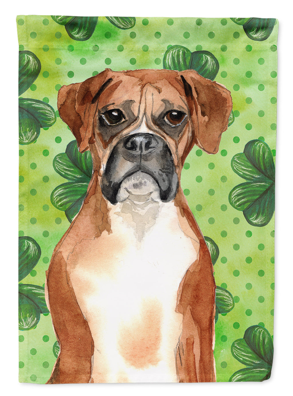Shamrocks Boxer House Flag 28x40 Porch Sleeve Pole Decorative Outside Yard Banner Artwork Wall Hanging, Polyester