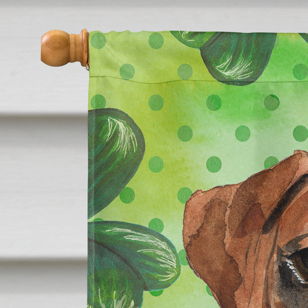 Shamrocks Boxer House Flag 28x40 Porch Sleeve Pole Decorative Outside Yard Banner Artwork Wall Hanging, Polyester