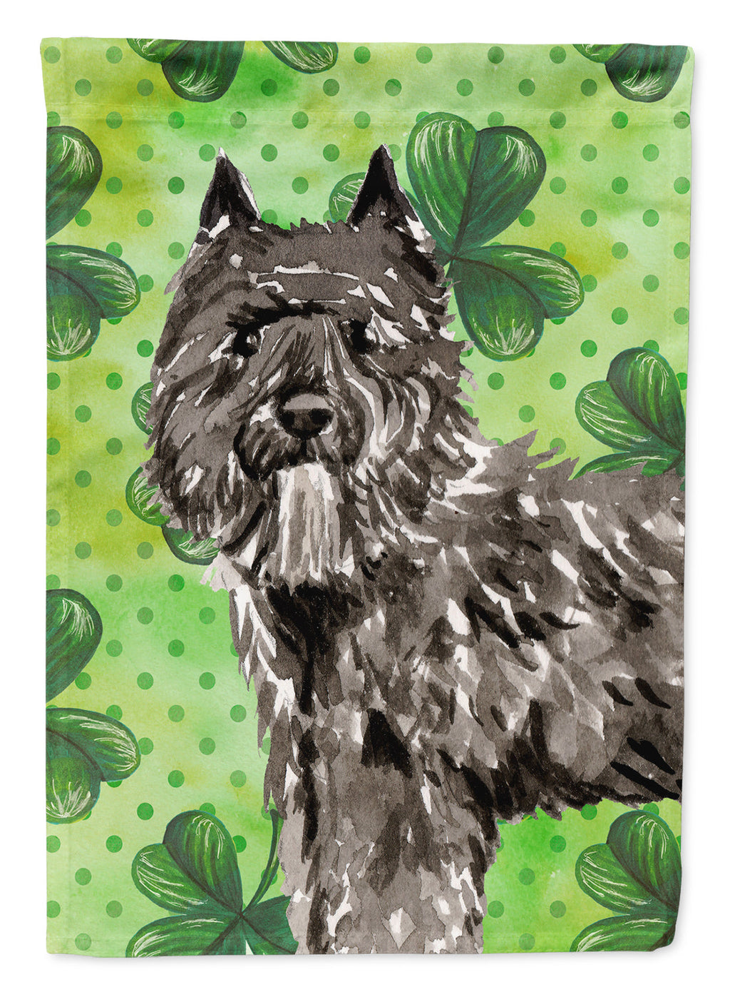 Shamrocks Bouvier des Flandres House Flag 28x40 Porch Sleeve Pole Decorative Outside Yard Banner Artwork Wall Hanging, Polyester