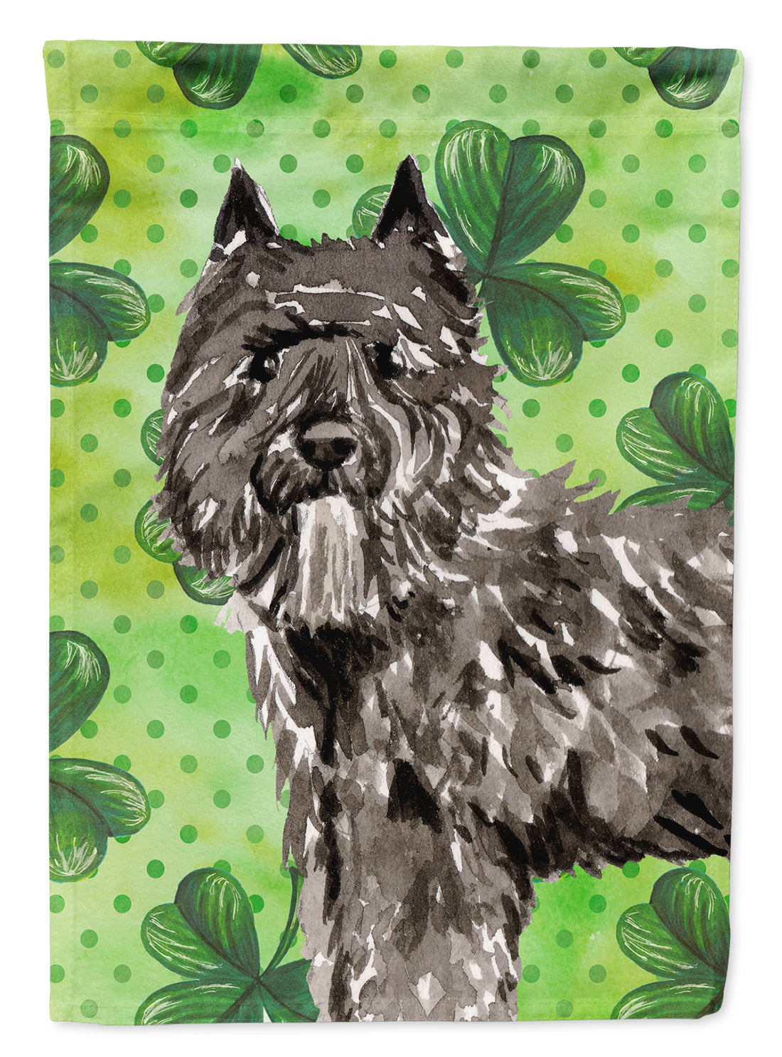 Shamrocks Bouvier des Flandres House Flag 28x40 Porch Sleeve Pole Decorative Outside Yard Banner Artwork Wall Hanging, Polyester