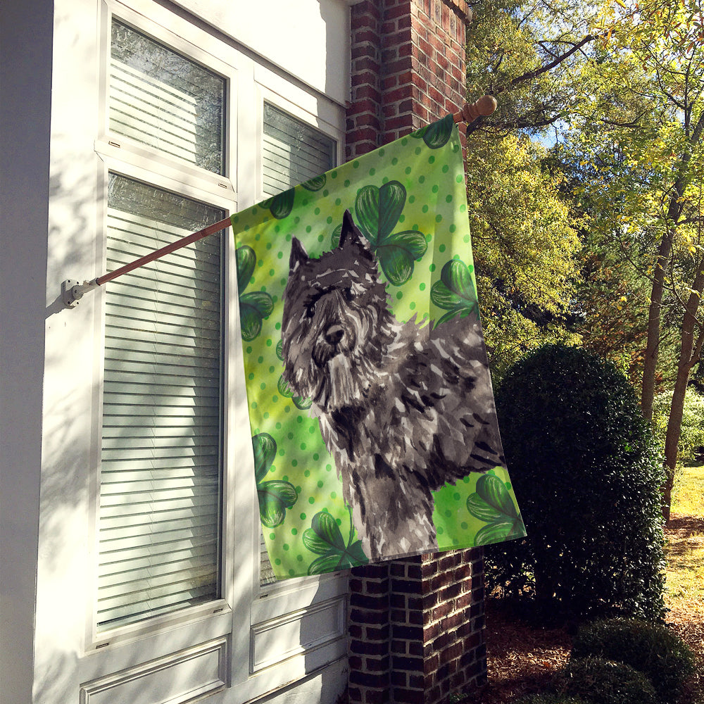 Shamrocks Bouvier des Flandres House Flag 28x40 Porch Sleeve Pole Decorative Outside Yard Banner Artwork Wall Hanging, Polyester