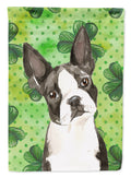 Shamrocks Boston Terrier House Flag 28x40 Porch Sleeve Pole Decorative Outside Yard Banner Artwork Wall Hanging, Polyester