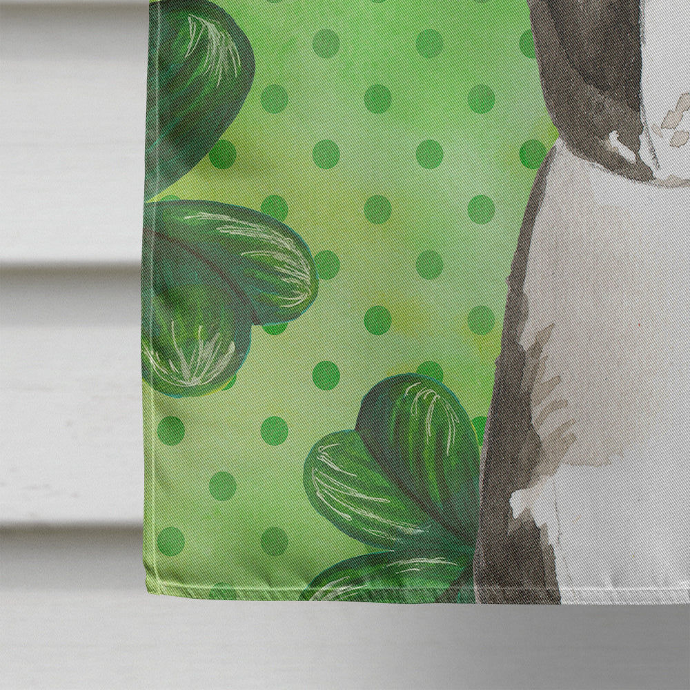 Shamrocks Boston Terrier House Flag 28x40 Porch Sleeve Pole Decorative Outside Yard Banner Artwork Wall Hanging, Polyester