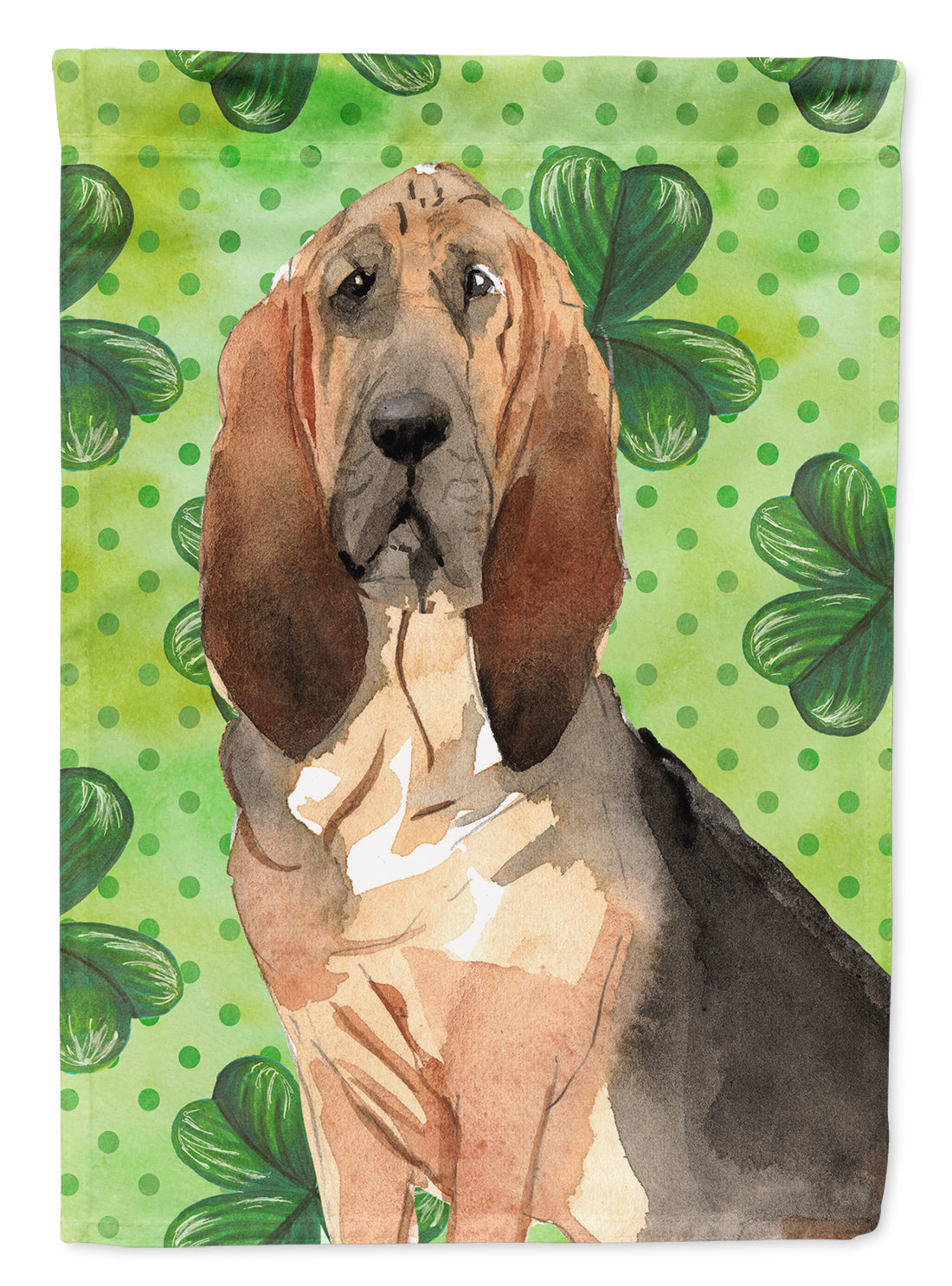 Shamrocks Bloodhound House Flag 28x40 Porch Sleeve Pole Decorative Outside Yard Banner Artwork Wall Hanging, Polyester