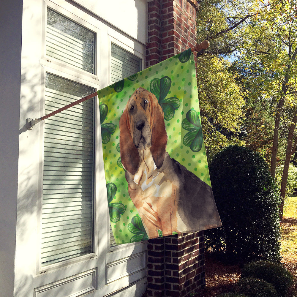 Shamrocks Bloodhound House Flag 28x40 Porch Sleeve Pole Decorative Outside Yard Banner Artwork Wall Hanging, Polyester