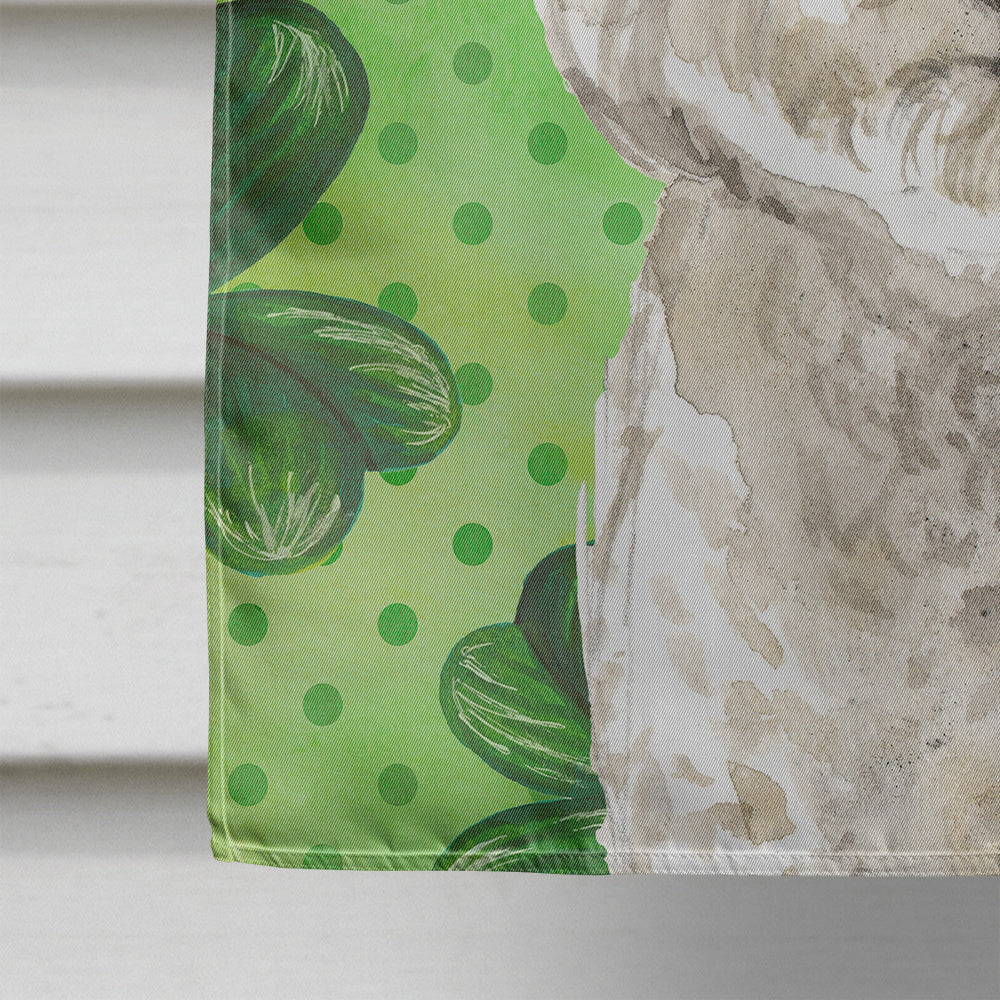Shamrocks Bichon Frise House Flag 28x40 Porch Sleeve Pole Decorative Outside Yard Banner Artwork Wall Hanging, Polyester