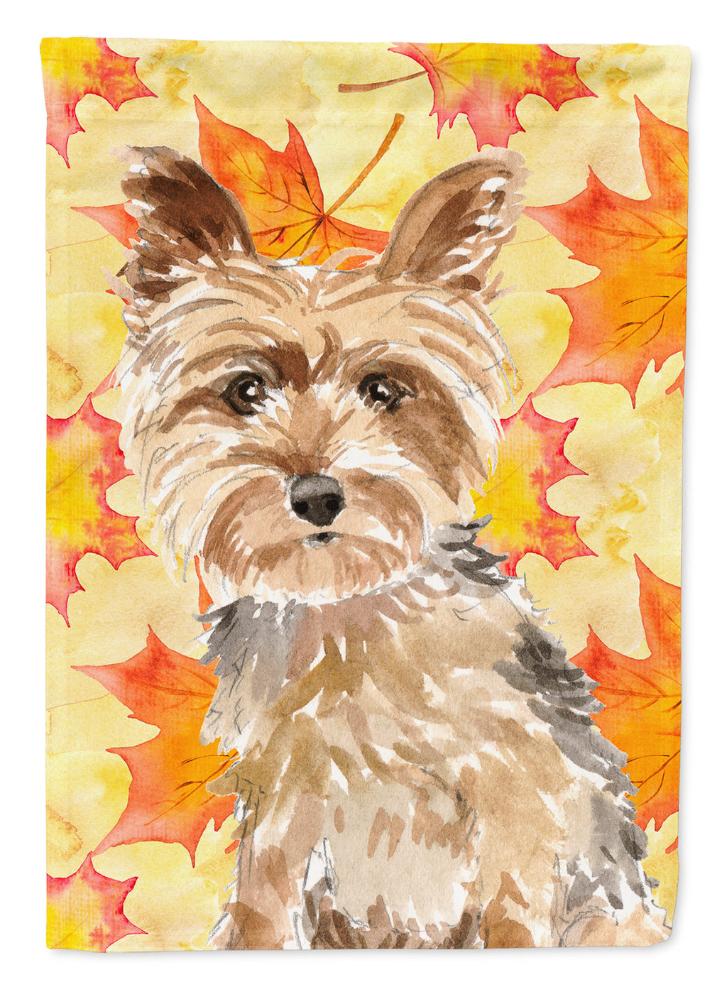 Fall Leaves Yorkie Yorkshire Terrier House Flag 28x40 Porch Sleeve Pole Decorative Outside Yard Banner Artwork Wall Hanging, Polyester
