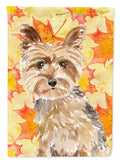 Fall Leaves Yorkie Yorkshire Terrier House Flag 28x40 Porch Sleeve Pole Decorative Outside Yard Banner Artwork Wall Hanging, Polyester