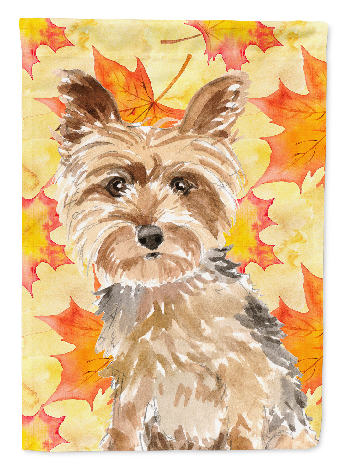 Fall Leaves Yorkie Yorkshire Terrier House Flag 28x40 Porch Sleeve Pole Decorative Outside Yard Banner Artwork Wall Hanging, Polyester