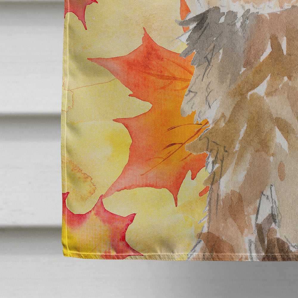 Fall Leaves Yorkie Yorkshire Terrier House Flag 28x40 Porch Sleeve Pole Decorative Outside Yard Banner Artwork Wall Hanging, Polyester